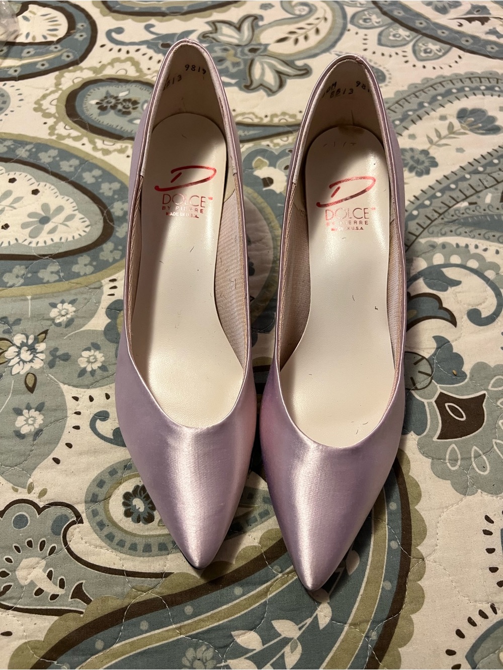 Lilac Satin Pointed-Toe Pumps